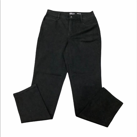 Women's Style & Co 4 S Small Pants Jeans Black Slim Leg Denim Stretch Skinny - Picture 2 of 8